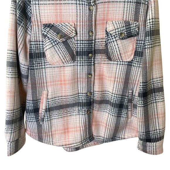 Steve Madden Plaid Fleece Button Front Jacket Sz L - Picture 3 of 7